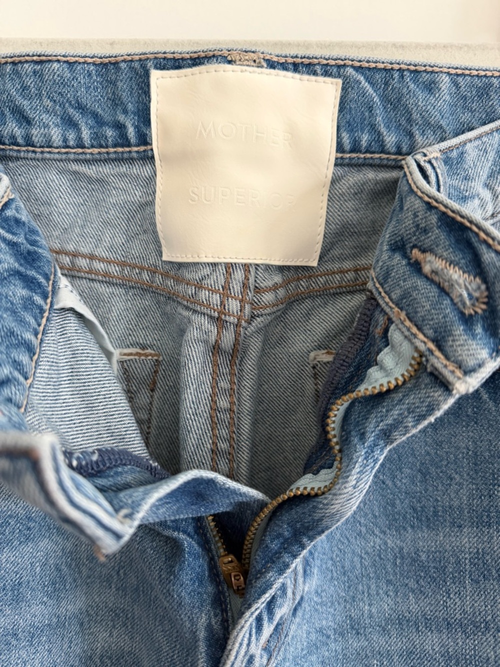 MOTHER Light Blue Wide-Leg Jeans with Back Pocket Stitching - Picture 3 of 5